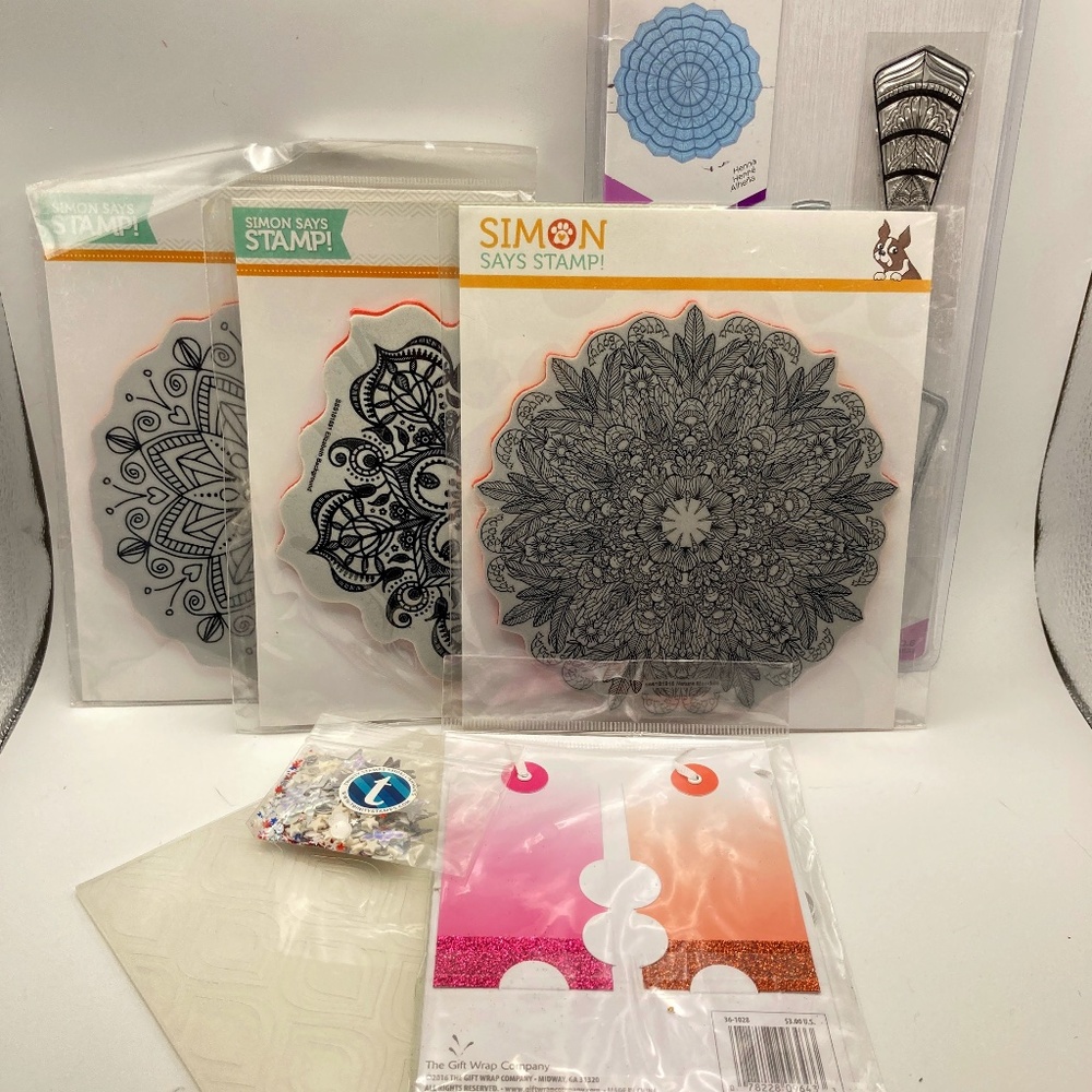 Papercrafting Bundle — Stamps, Dies, Embossing Folder, Dot Tape Runner, and More
